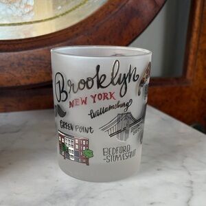 Brooklyn New York Frosted Glass Candle Holder